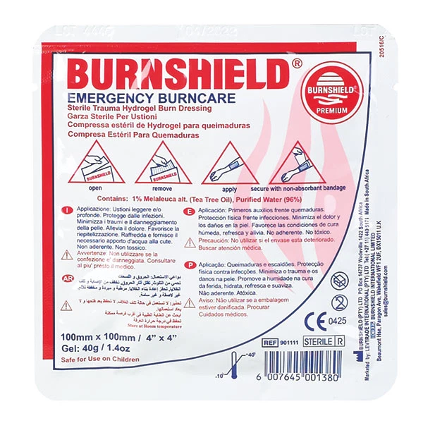 Burnshield Brandwundenverband 10x 10 cm Gel Kompresse für Verbrennungen Wunde