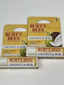 Burt's Bees Coconut Pear Moisturizing Lip Balm 100% Natural .15 ea Lot of 2 - Picture 1 of 7