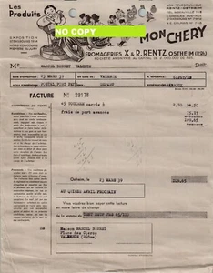 Beau Document  du 23/03/1939 RENTZ Fromageries Ostheim - Imagen 1 de 1