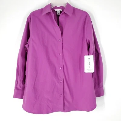 Top para mujer Athleta de gran tamaño de popelina con botones talla XS NUEVO D3-2 Foto 1 de 4