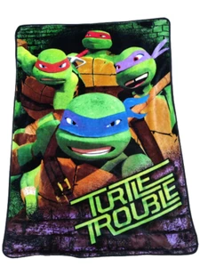 Vintage Teenage Mutant Ninja Turtles Throw Blanket - Turtle Trouble 40 x 60 - Picture 1 of 4