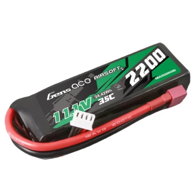 Gens Ace 35C 2200 mAh 11,1 V Airsoft Gun 3S Lipo batteria T Plug per power airsoft gun - Immagine 1 di 4