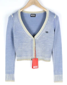 DIESEL M-Arika Women Jumper M Light Blue Washed Cardigan Wool Knitted RRP€300 - Picture 1 of 10
