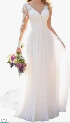 Vestido de novia Findlovewedding de gasa de encaje línea A. Talla 4 de Estados Unidos. Marfil. Nuevo con etiquetas Foto 1 de 4