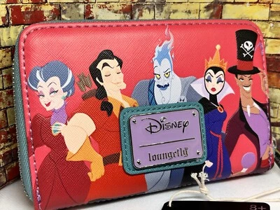 Disney 10 Classic Villains Wallet Purse Faux Leather Zipper Loungefly NEW Tags - Image 1 of 4