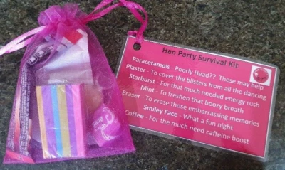 HEN PARTY SURVIVAL KIT Bride Bridesmaid Gift Keepsake