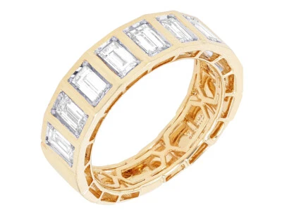 Emerald-Cut Solitaires 1 3/5 CT Real Diamond Band Ring 6.5mm Sz 7 14K Yellow ... Foto 1 de 4