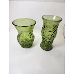 Vintage E. O. Brody Cleveland OH Light Green Textured Glass Flower Vases - Picture 1 of 5