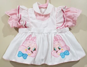 Vintage 80's Infant Baby Girls Pink White Ruffle Dress Front Detail Size 6-9M - Picture 1 of 12