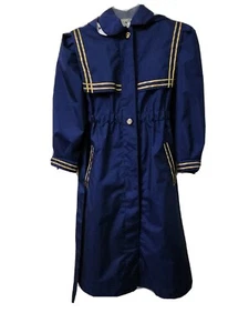 Rothschild Coat Girls Size 7 Polyester Trench Coat Raincoat Hooded Navy Blue - Picture 1 of 11