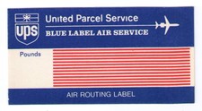 United Parcel Service Ups "Blue Label Air Service" Scarce Airmail Label (Am19Z)