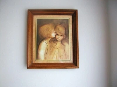 Impresión vintage de "primer beso" enmarcada de 20”x17” de Margaret Kane niño y niña Foto 1 de 4