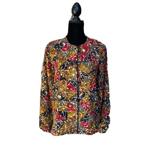Vintage 90s Y2K Jordan Long Sleeve Blouse Size M Multicolor Button Up Excellent - Picture 1 of 9
