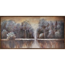 Hobbitholeco. 'Calm Lake' 31 x 61-inch Framed Oil Wall Art