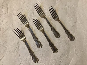 Tenedor de cena de plata esterlina Louis XV Whiting 7 3/8" cubiertos reliquia - Lote de 5 - Imagen 1 de 10