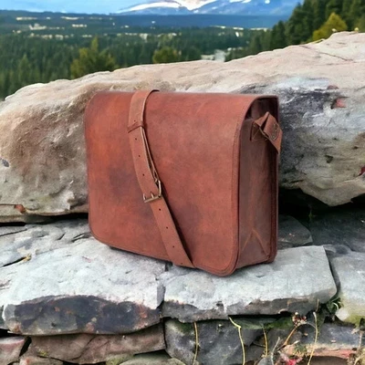 Кожаная технологическая сумка-мессенджер Goat подлинная наплечная мужская коричневая ручной работы - Изображение 1 из 4