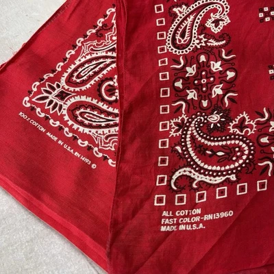 Lote de pañuelos antiguos vintage de cachemira roja 100 % algodón hechos en EE. UU. Foto 1 de 4