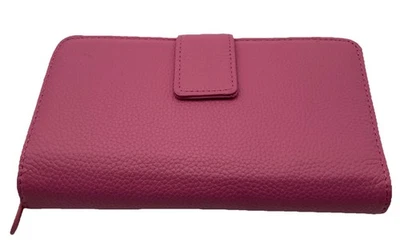 皮革钱包粉色女式长手拿包,拉链,卡片槽口袋 — 第 1/4 张图片