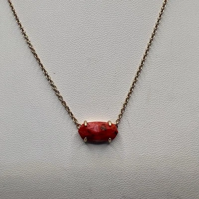 KENDRA SCOTT Elisa Rose Gold Plated Necklace Red Magnesite Pendant NEW - Image 1 of 4