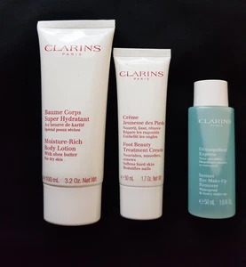 Clarins Body Care Set full size body lotion, foot cream, make-up remover NEW - Picture 1 of 5