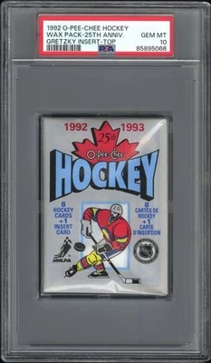 1992 O-Pee-Chee OPC Hockey Wax Pack Gretzky Rookie Insert-Top PSA 10 Gem Pop 5 - Image 1 of 2
