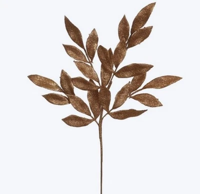 Spray de hojas VICKERMAN cobre brillo, artificial, floral. Vástago. Navidad, 22" Foto 1 de 4