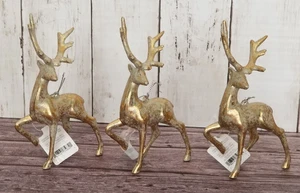 2024 Target Wondershop 3 Metallic Gold Folie Rentier Weihnachtsschmuck Neu - Bild 1 von 8