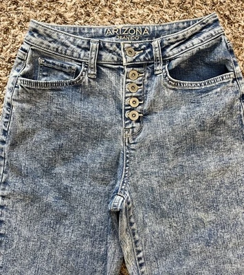 Jeans ajustados Arizona Jean Junior tiro alto lavado ácido talla 1 (26x27) botón mosca Foto 1 de 4