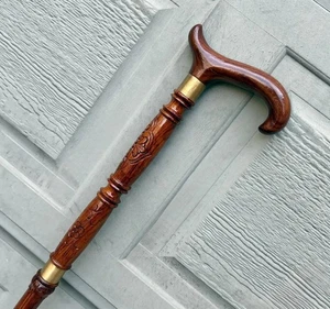 Hand carved unique design wooden walking stick for men women walking cane - Picture 1 of 10