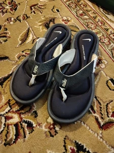 Nike Womens Comfort Footbed Sandals Size 9 Black Thong Foam Slide Flip Flop Shoe - Picture 1 of 3