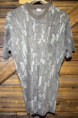 Vintage Duck Bay Shirt Mens XL Green Brown Trebark Camo Single Stitch Hunt 90s - Image 1 of 4