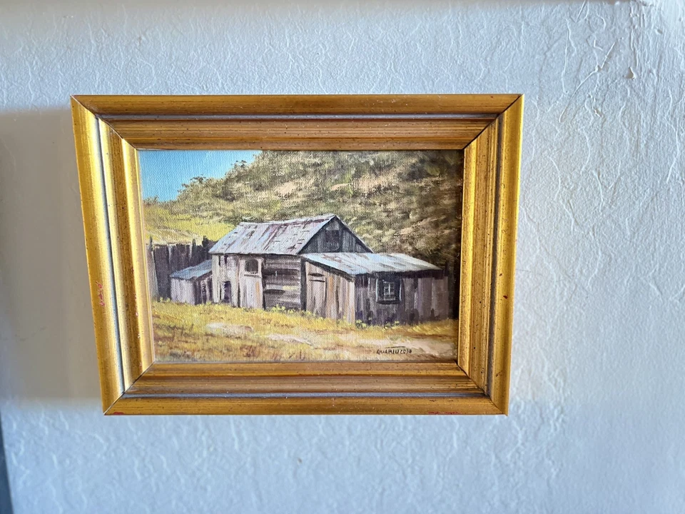 Pintura al óleo original, “Alum Rock Park Jail” de Anthony Quartuccio (comer años 70) Foto 1 de 1