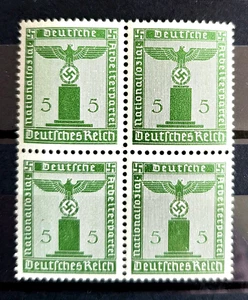 1942 German block of 4 stamps Officials EAGLE ON THE BASE 5 rpf MNH /504 - Picture 1 of 1