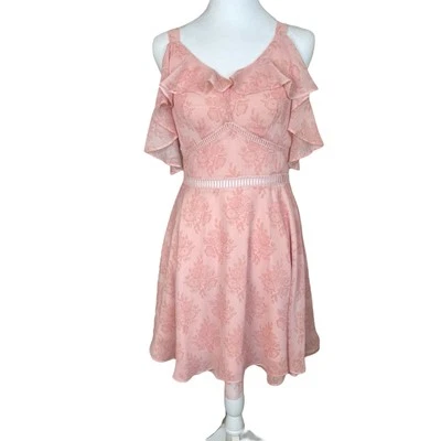 Disney Beauty & the Beast Pink Floral Dress Flowy Coquette Cutout Detail Medium - Image 1 of 4