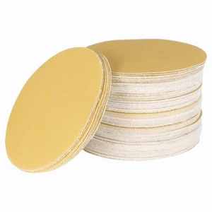 Premium 125mm 5In Gold sandpaper No Hole Hook & Loop Grip Sanding Discs 400 Grit - Picture 1 of 7