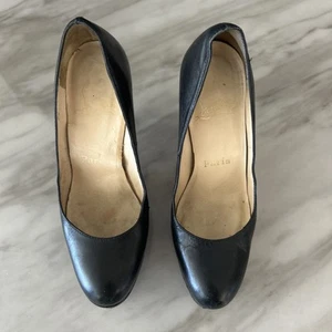 Christian Louboutin Heels 41 Bibi 140 Platform Black Leather 💯Authentic - Picture 1 of 8