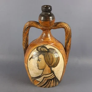 Antica Anfora Maiolica Lui Lei Ritratti Medievali Ceramica Artigianale XX Sec. - Imagen 1 de 16
