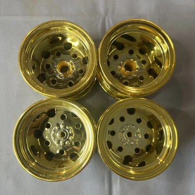 Vintage Tamiya Blackfoot Front Rear Wheel Set Mud Blaster Monster Beetle Gold - Image 1 of 4