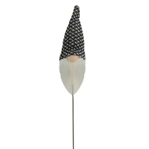 Northlight 12.5" Black and White Tweed Santa Gnome Head Christmas Pick Decor - Picture 1 of 1