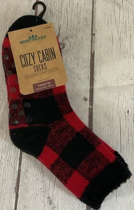 Northeast Outfitters Youth Cozy Cabin Holiday Checkered Socks Small Youth 10K-4 - Picture 1 of 10