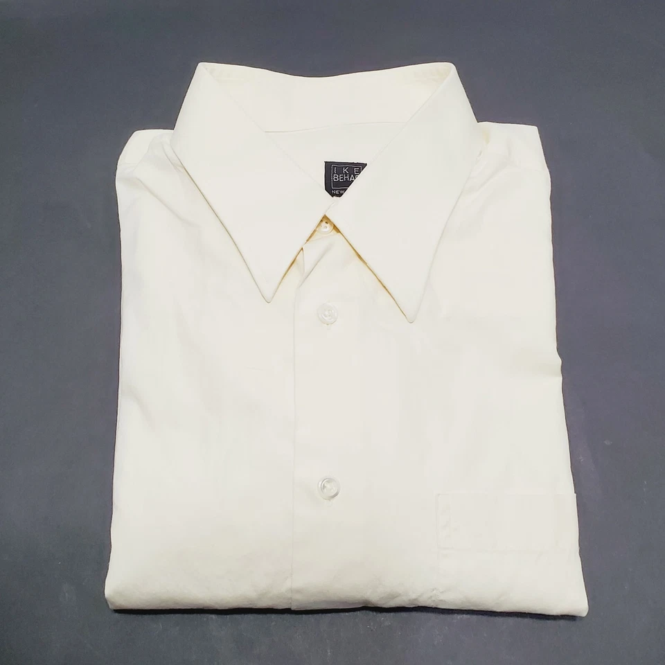 Camisa de vestir para hombre Ike Behar patrón crema lisa talla 16-33"  Foto 1 de 4