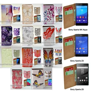 For Sony Xperia Series - Butterflies Theme Print Wallet Mobile Phone Case Cover - Picture 1 of 23