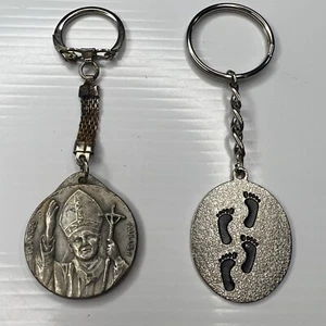 H4 Lot Roma Italy joannes paulus II feet jesus saint Silver Retro Key Ring Fob - Picture 1 of 7
