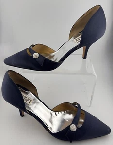 Badgley Mischka Blue Tornasol Pumps Stilettos 8M Pointed Toe Womens Shoes - Picture 1 of 9