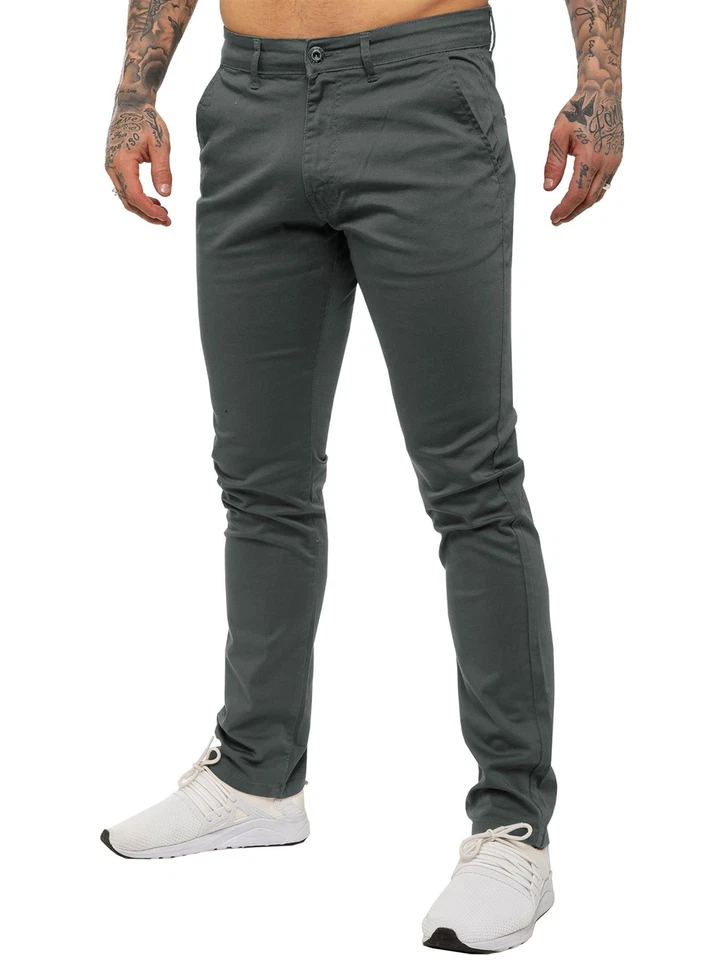 Enzo Chino Trousers Mens Slim Fit Cotton Stretch Pants Skinny Jeans All UK Sizes - Image 1 of 1