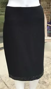 Falda Saint John negra tejida con cuentas nueva sin etiquetas talla 6 - Imagen 1 de 6