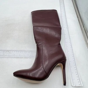 Dark Red Wide Calf Knee High Boots for Women Pointed Toe High Heel Long Boots - Picture 1 of 6