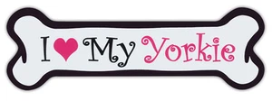 Pink Dog Bone Shaped Magnets: I Love My Yorkie (Yorkshire Terrier) | Cars - Picture 1 of 1