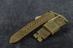 PULSERA RELOJ 22/20 115/75 MM ANTIGUO VINTAGE VERDE PÁTINA AUTÉNTICA CUERO MA STRAP 608-609 - Imagen 1 de 9