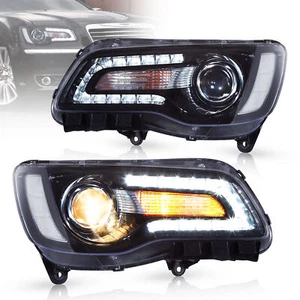 Pair LED Headlights For 2011-2023 Chrysler 300 Black Fit Halogen Version A Pair - Picture 1 of 19